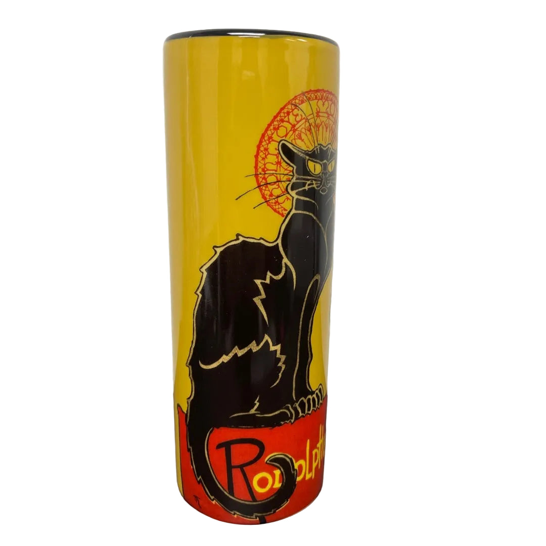 Steinlen Le Chat Noir Black Cat Paris Montmartre Ceramic Bud Vase