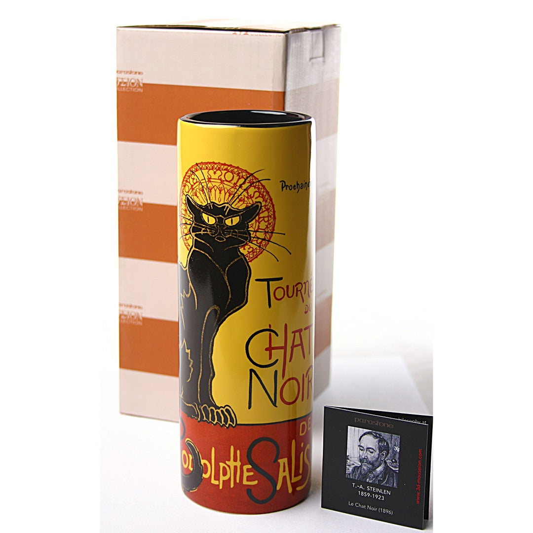 Steinlen Le Chat Noir Black Cat Paris Montmartre Ceramic Bud Vase