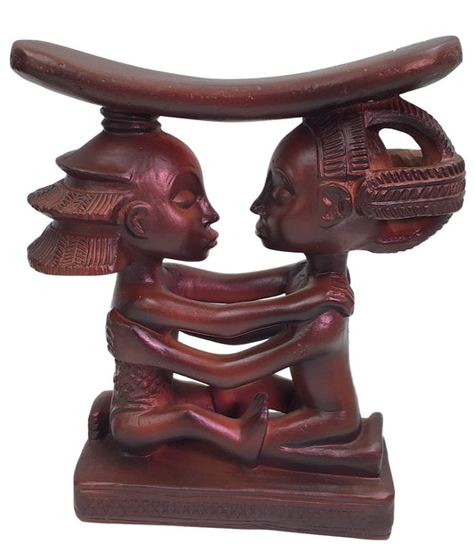 Luba Couple West African Congo Wedding Headrest Statue Man Woman