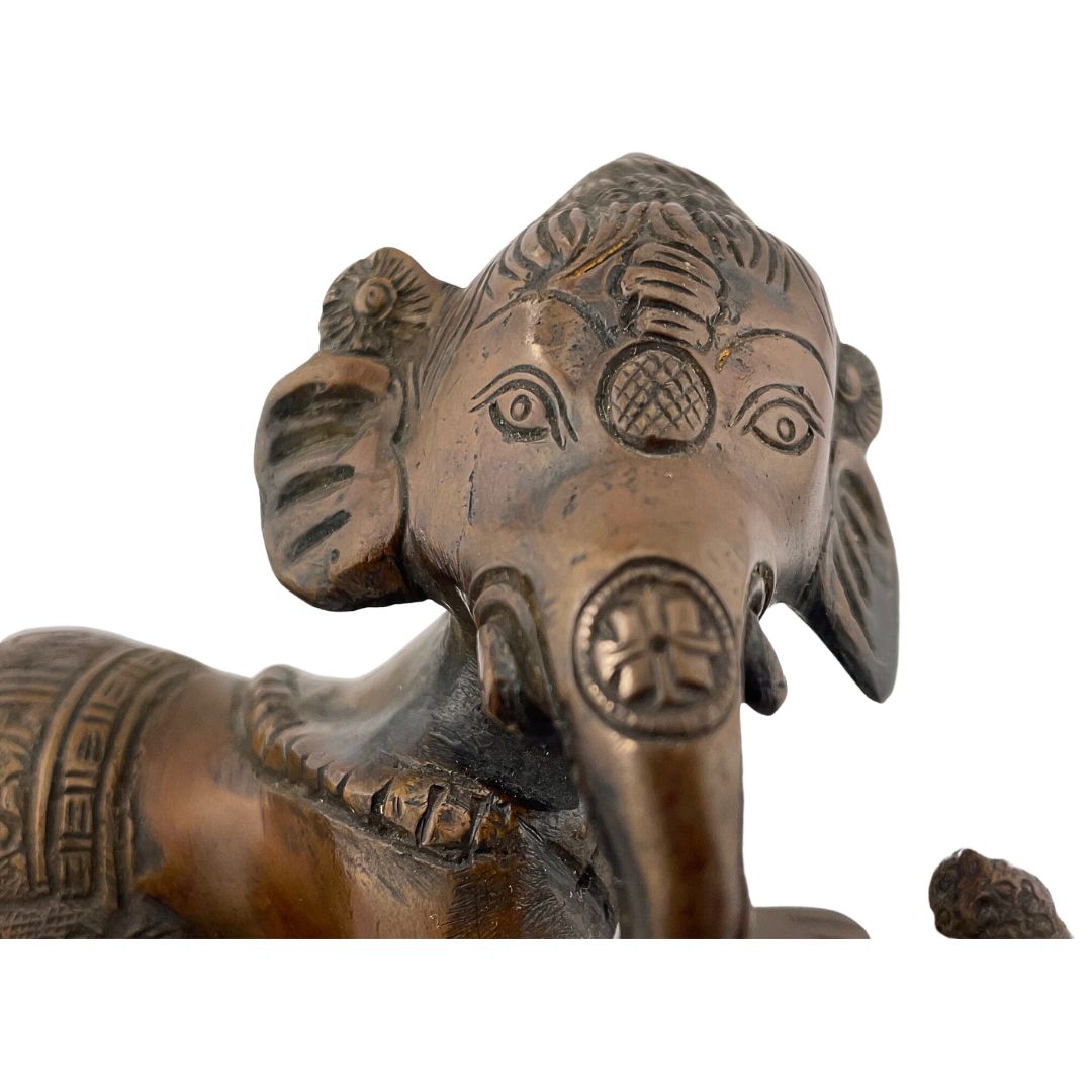 Crawling Baby Ganesh Hindu Bronze Statue Paperweight 5L