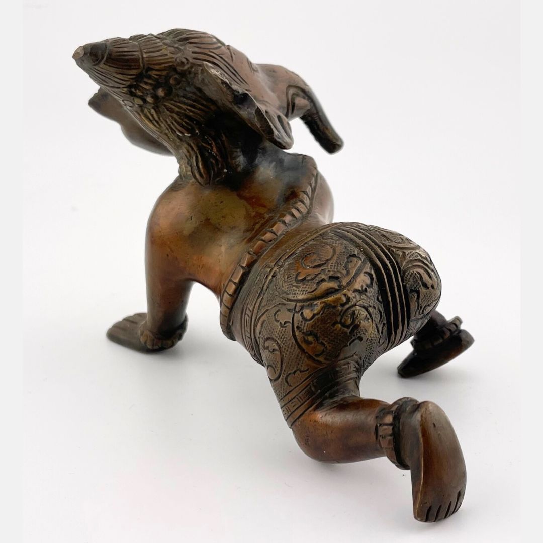 Crawling Baby Ganesh Hindu Bronze Statue Paperweight 5L