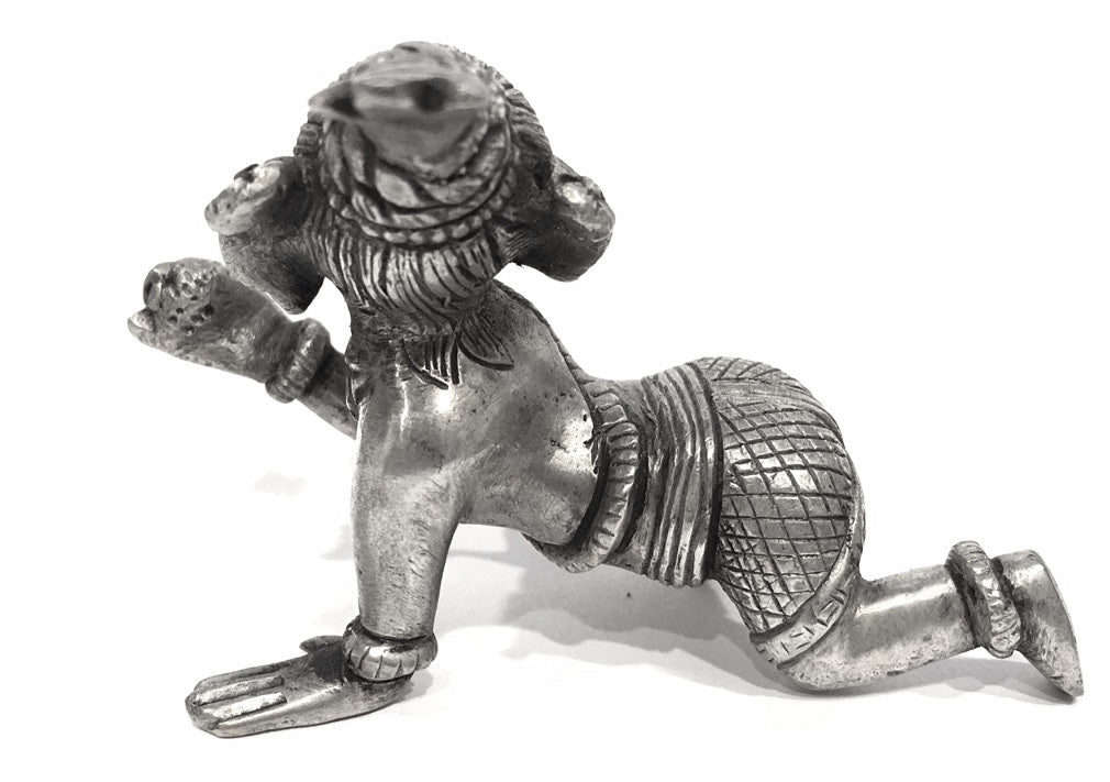 Crawling Elephant Figure Pewter Over Bronze Paperweight Statue, 3.5-Inch