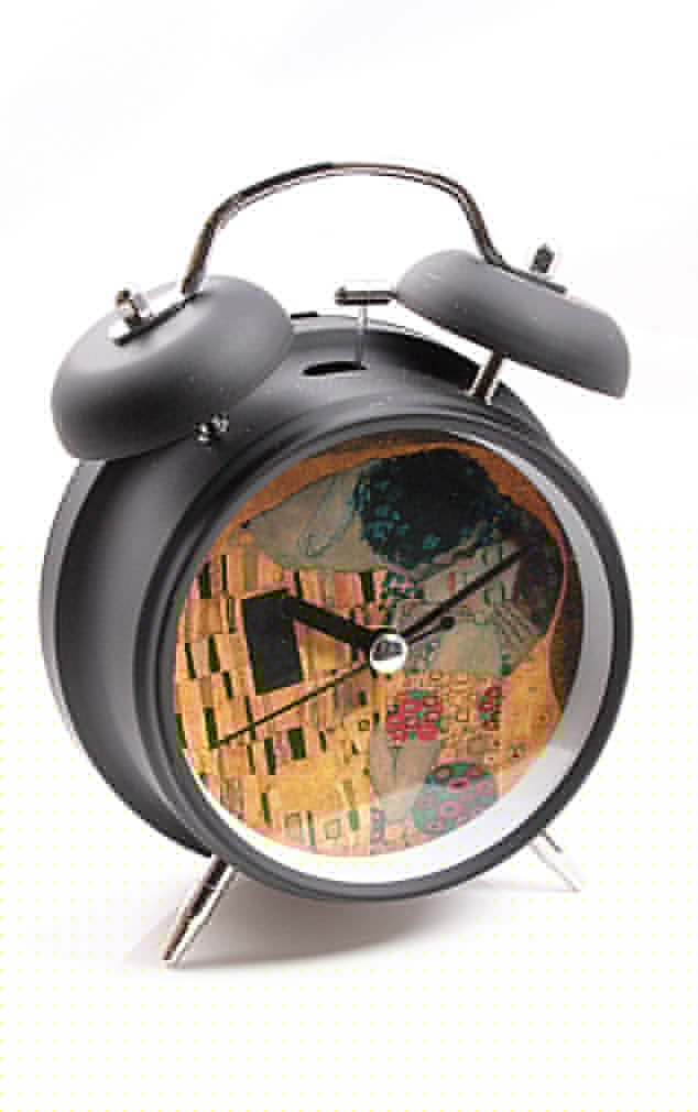 Klimt The Kiss Yellow Romance Desk Alarm Clock
