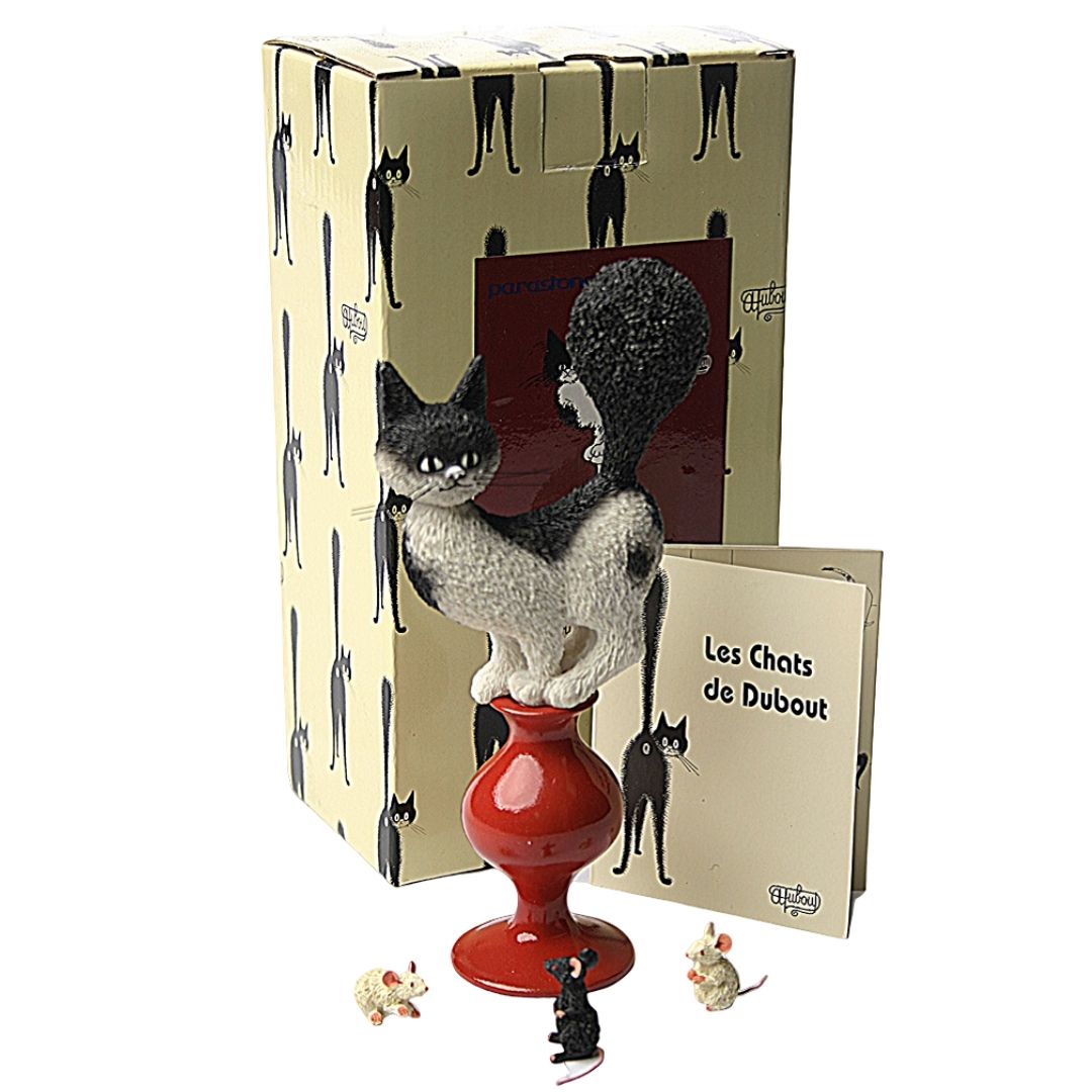 Escape Plan Cat on Stool Afraid of Mice Figurine Statue by Dubout