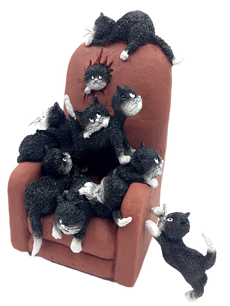 Kittens on a Highback Chair Save Me a Seat by Dubout Figurine
