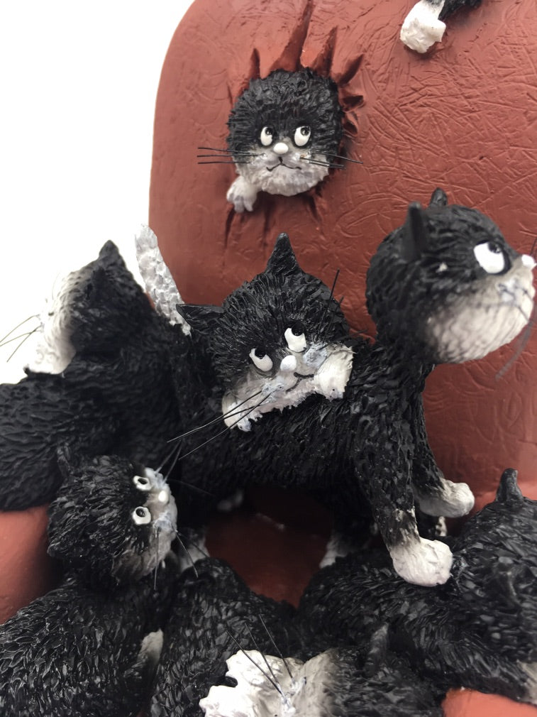 Kittens on a Highback Chair Save Me a Seat by Dubout Figurine