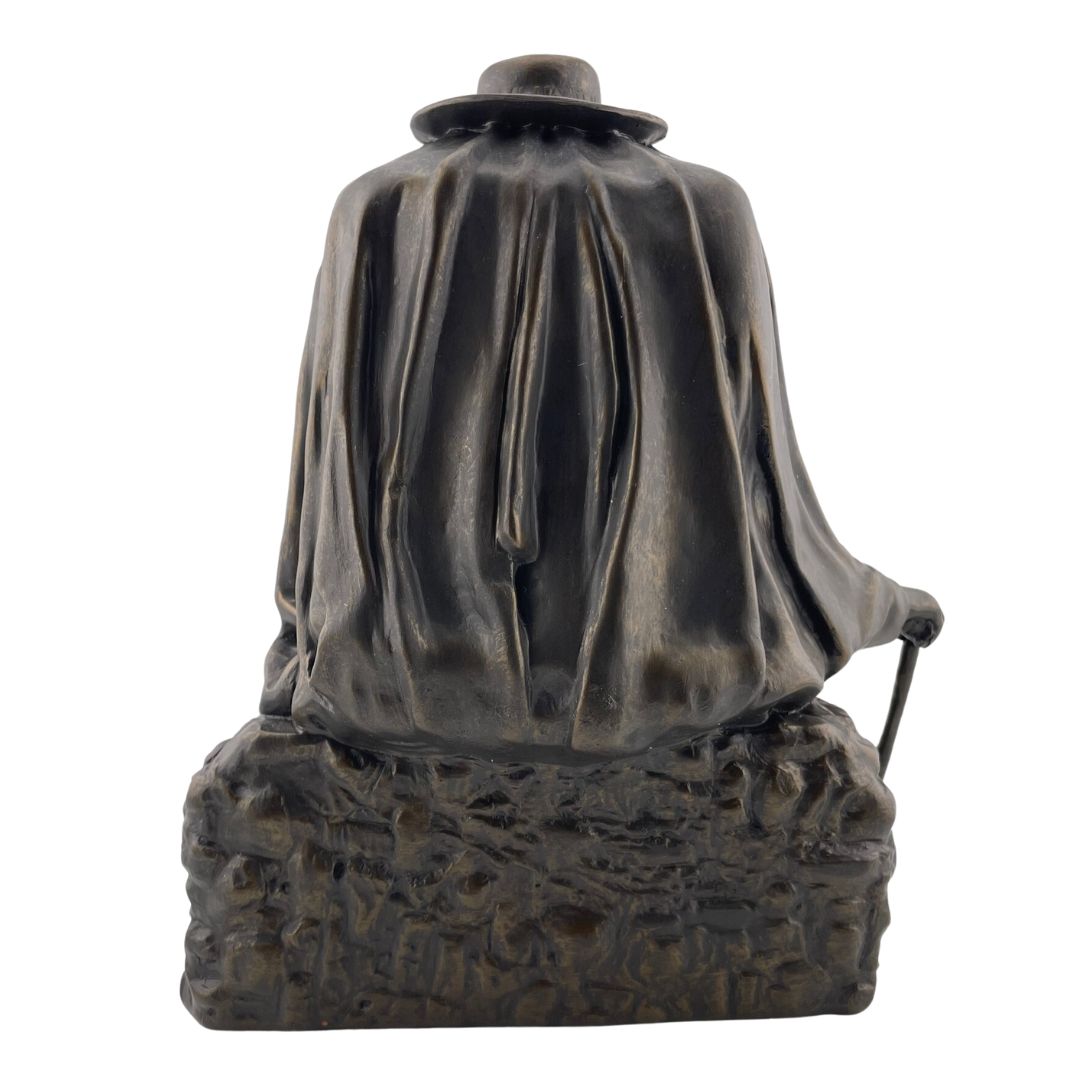 Magritte Healer (le Therapeute) Man with Birdcage Body Seated on Rock Surrealism Statue 7.75H