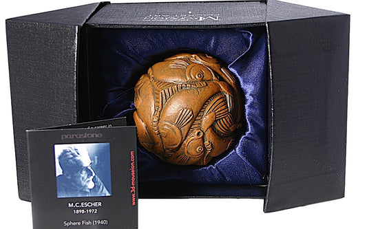 Pocket Art Sphere and Fish Pattern Tessellation Miniature Statue by Escher