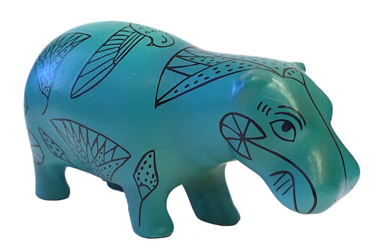 Pocket Art Egyptian Hippo Blue Miniature Statue 4L