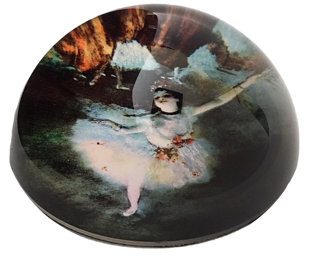 Degas Ballerina Dancer White Glass Paperweight 3W