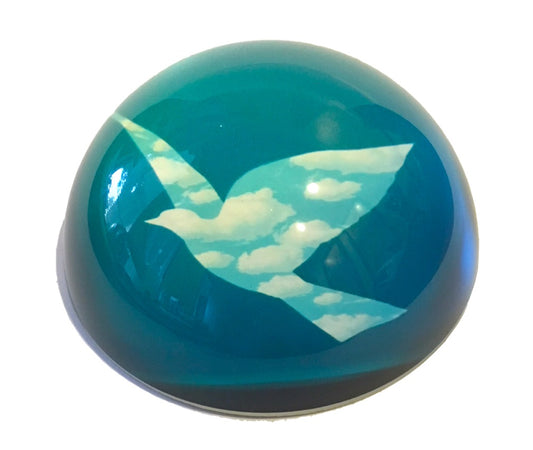 Bird in Clouds l'Oiseau de Ciel Art Glass Paperweight by Magritte