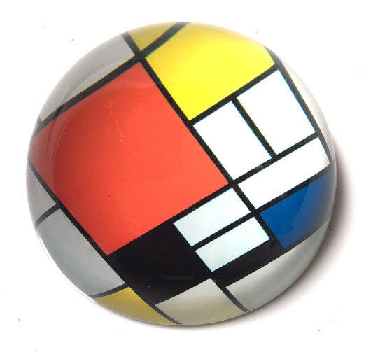 Mondrian Red Modern Art Glass Dome Paperweight PMON1 Parastone