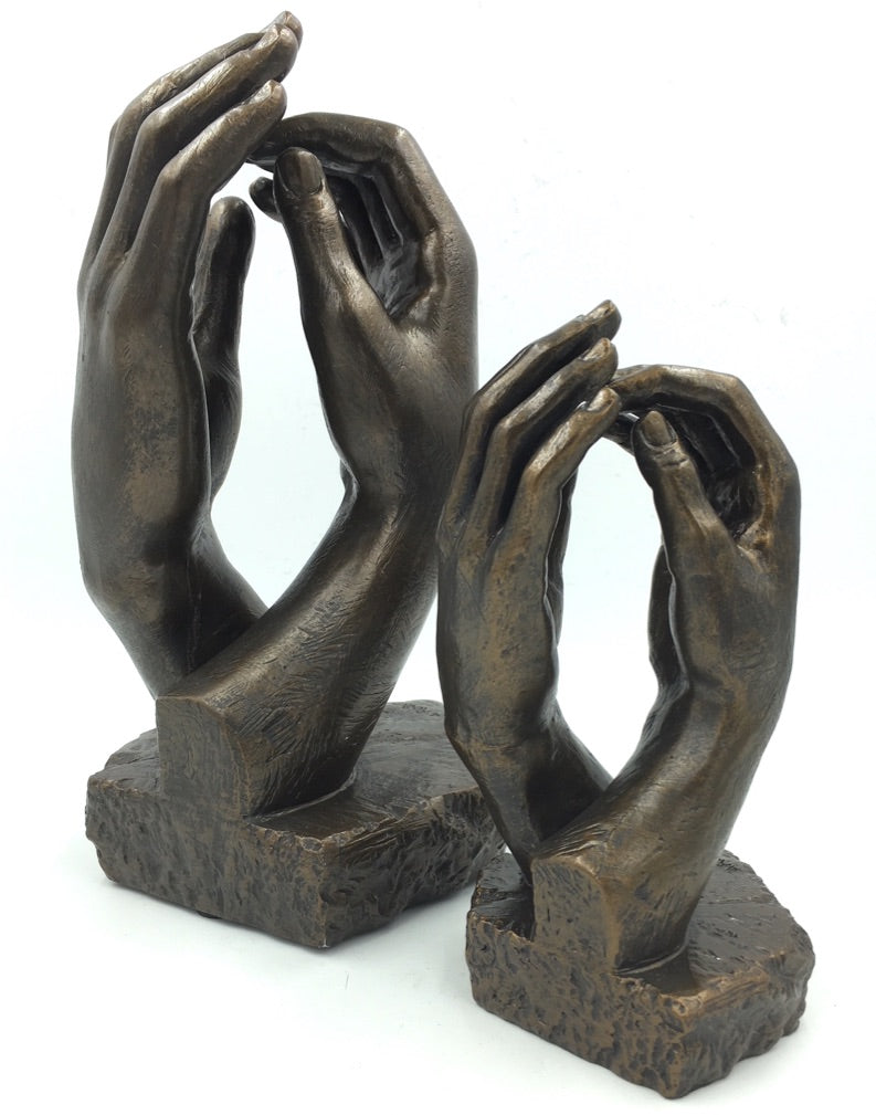 Parastone Rodin Cathedral Clasping Hands Bookshelf Statue 17H
