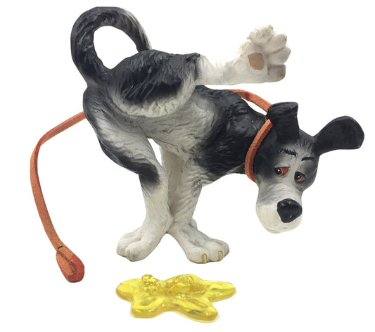 Rufus Not Here Dog Going Potty on Floor Funny Figurine Statue