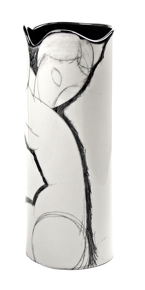 Modigliani Woman Caryatid Modern Black White Museum Art Ceramic Flower Vase