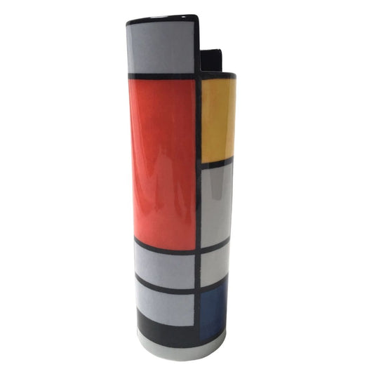 Mondrian Modern Art Red Yellow Blue Black Ceramic Flower Vase