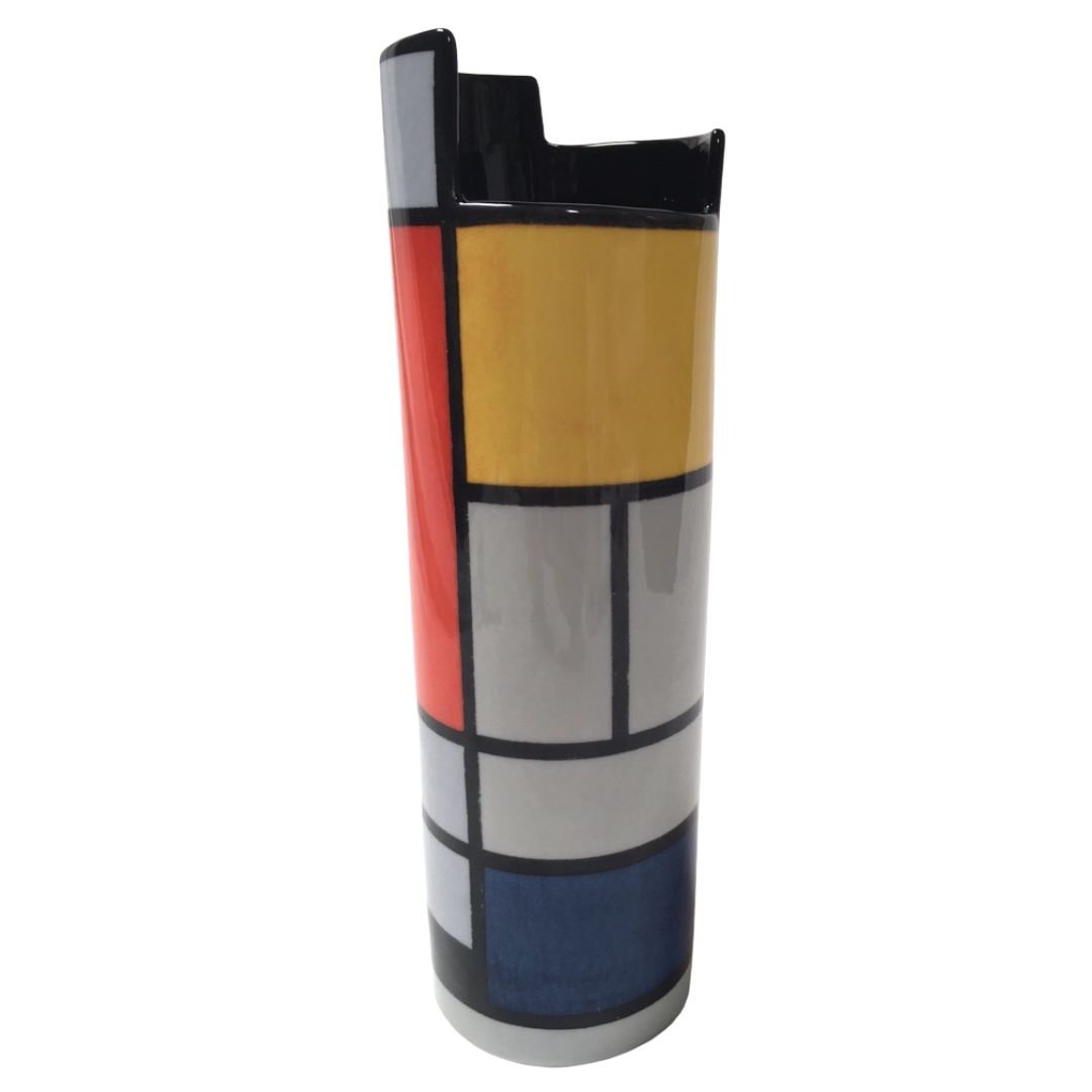 Mondrian Modern Art Red Yellow Blue Black Ceramic Flower Vase