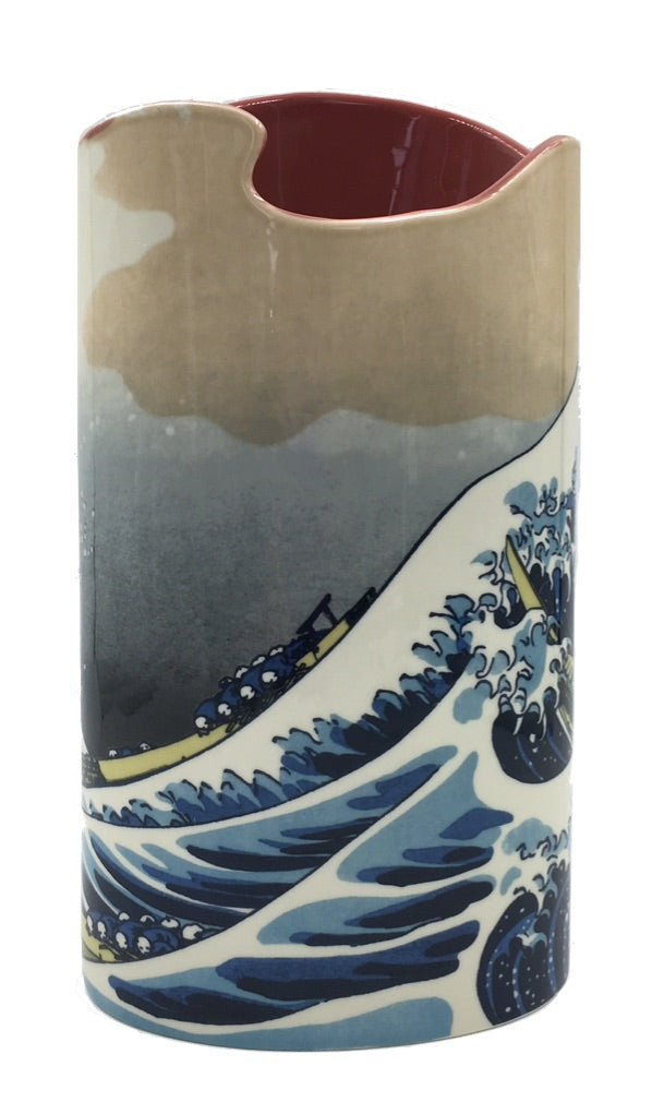 Hokusai Great Wave Off Kanagawa Japanese Ceramic Flower Vase