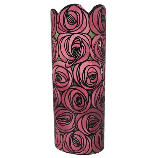 Mackintosh Pink Roses and Teardrops Ceramic Museum Flower Vase 10.2H