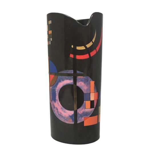 Kandinsky Counter Gravitation Abstract Geometric Black Museum Art Ceramic Flower Vase 9.5H