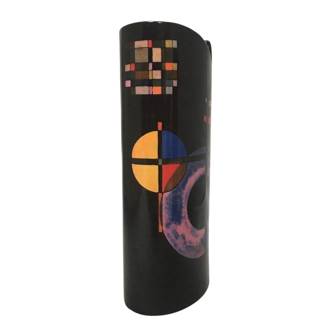 Kandinsky Counter Gravitation Abstract Geometric Black Museum Art Ceramic Flower Vase 9.5H