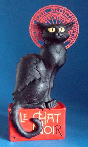 Le Chat Noir Black Cat Statue by Steinlen