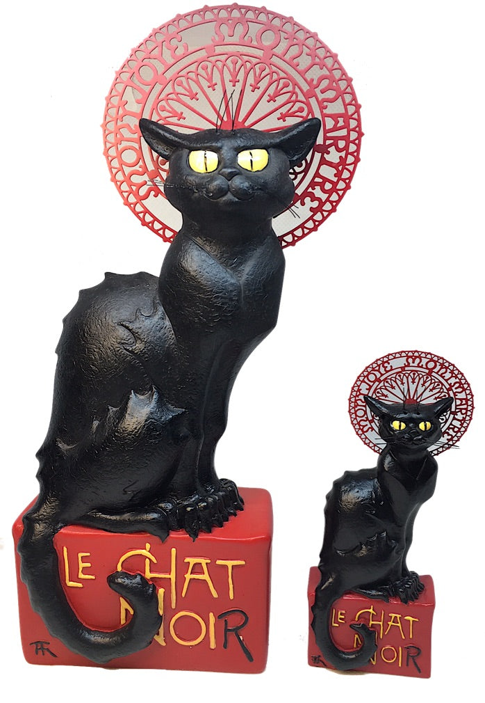 Le Chat Noir Black Cat Statue by Steinlen