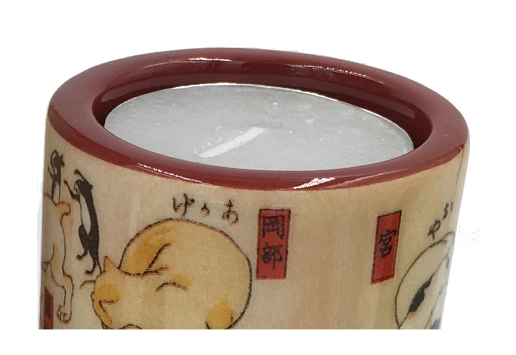 Cats Doing Everyday Activities Japanese Tealight Candleholder by Kuniyoshi