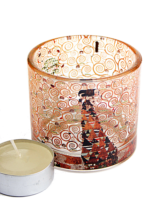 Klimt Expectation and Tree of Life Glass Tealight Candleholder
