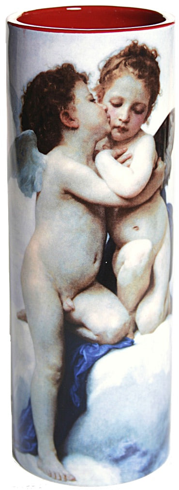 Bouguereau Cupid and Psyche Museum Art Ceramic Flower Bud Vase