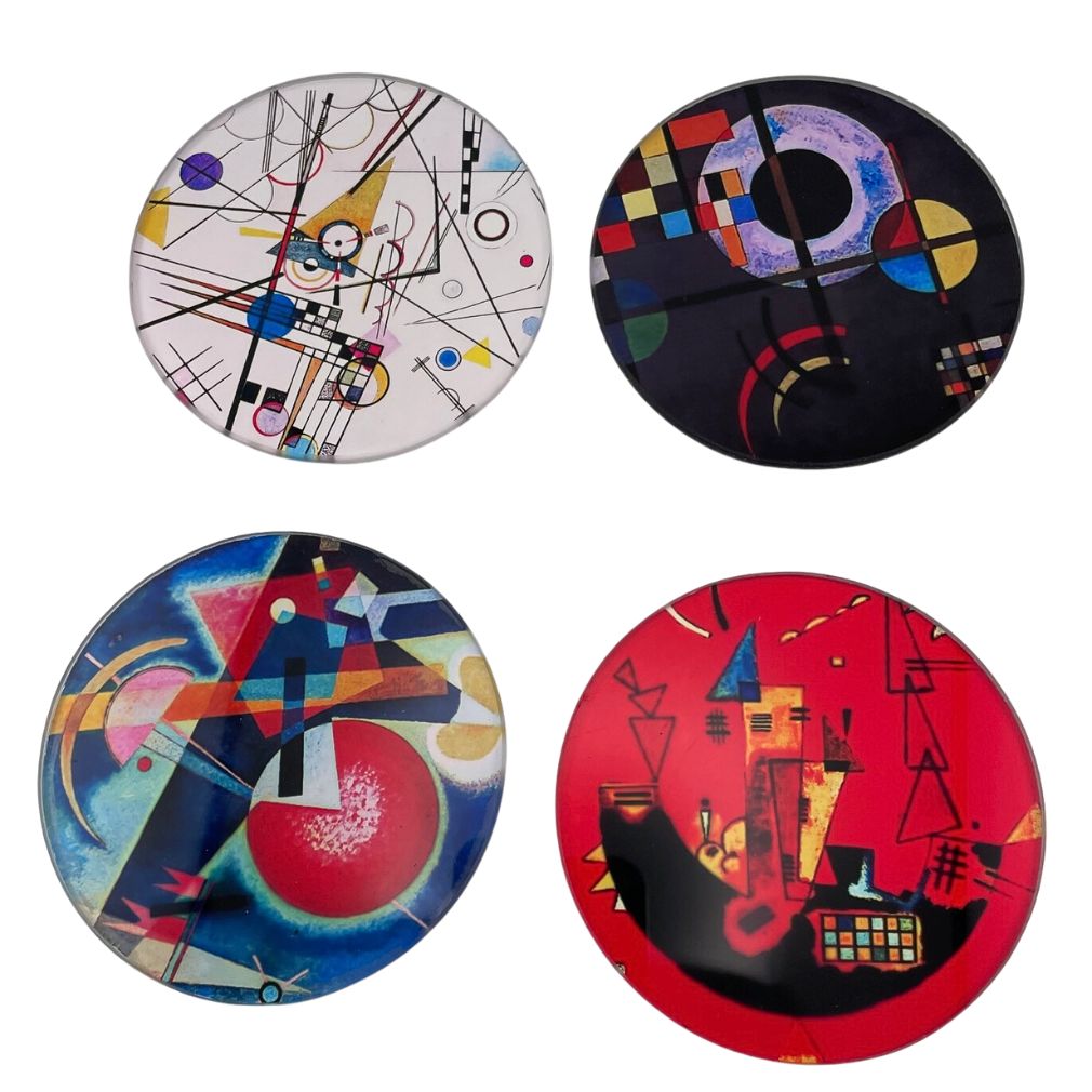 Kandinsky Modern Paintings Bar Drink Glass Coasters Set of 4