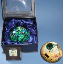 Bowler Hat Man Green Apple Art Glass Paperweight by Magritte